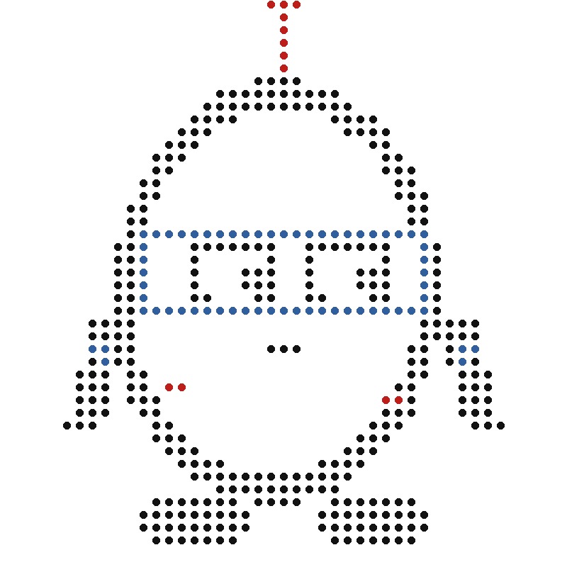 SPUDS dot character wearing a blue visor